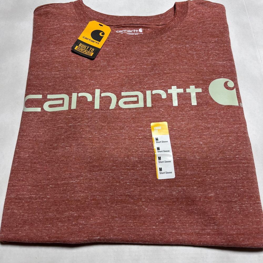 Carhartt Men's Loose Fit Heavyweight Short-Sleeve Logo Medium T-Shirt Rust NWT